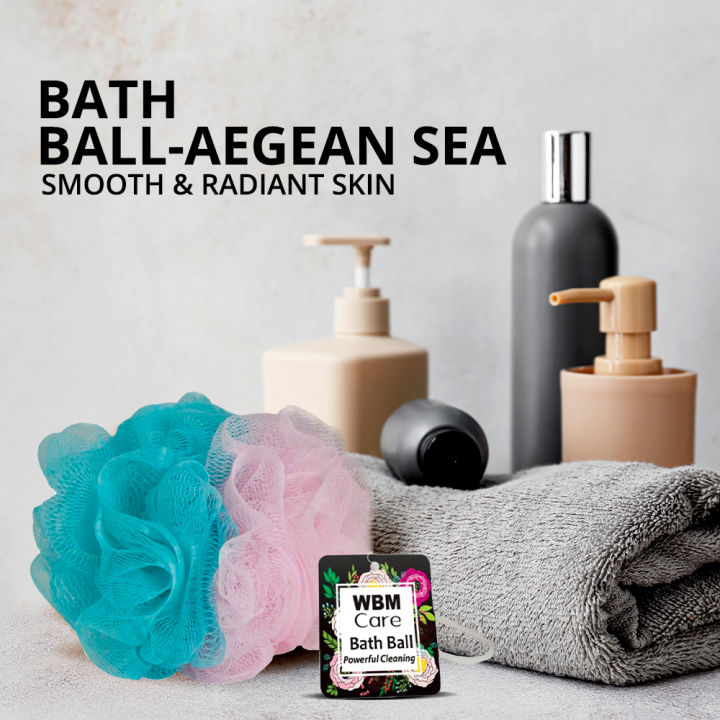 WBM Body Cleaning Bath Ball Sponge - Aegean Sea  Bathroom Shower Loofah