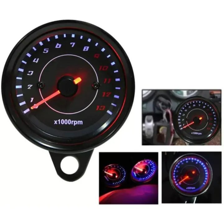 Motorcycle Rpm Led RPM Meter Tachometer 12V Electronic LED Backlight Universal Motorcycle ...