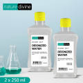 Pack of 2 Nature Divine Demineralized Deionized Water 250 ml - Laboratory, Cosmetics and Analytical Grade. 