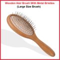 Wooden Hair Brush With Metal Bristles (Large Size) (Oval Shape) | Bamboo Wooden Hair Combs | Natural Wooden Bamboo Brush | Wooden Brush and Comb | Wood Combs For  Hair Fall | Hairbrush for Women   Men Kids | Lakri Ka Kanga Kangi | Wood Comb For Curly Hair. 