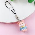 Cartoon 3D Flocking Fox Pendant Cute Animal Phone Lanyard Keychain Bag Charms MJ. 