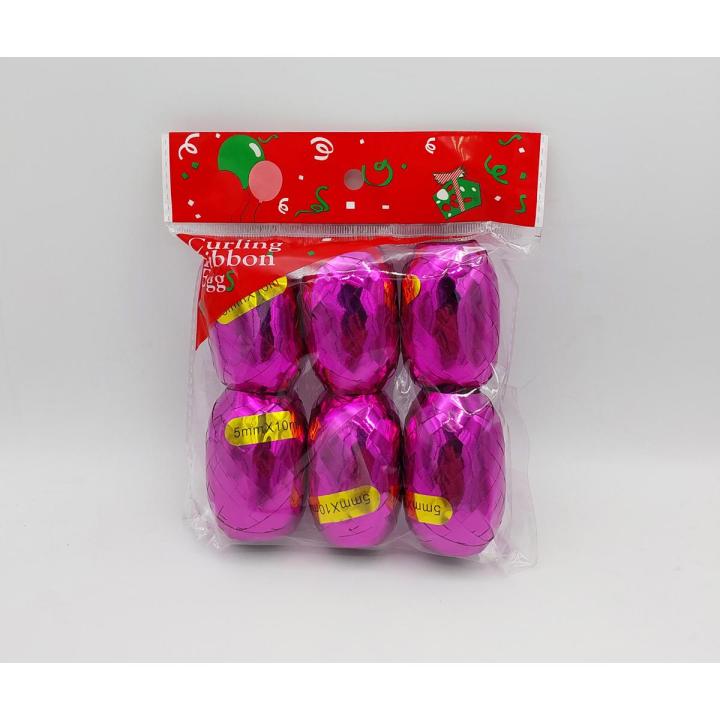 DARK PINK RIBBON EGGS FOR BALLOONS ( PACK OF 6 RIBBON )