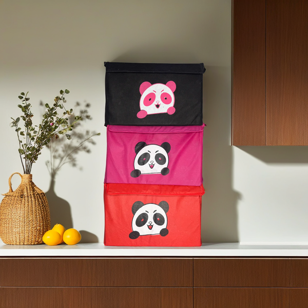 Pack of 3 Panda Storage Box Folding Storage Bins Quilt Basket Panda ...