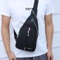 MEN'S CASUAL  Crossbody 3 ZIPPER CHEST CROSSBODY Men Travel Messenger Bag Cross Body Bag Design for earphone. 