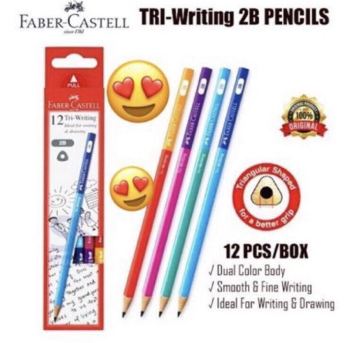 FABER CASTELL 311808 TRI-WRITING 2B PENCIL