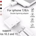 2-in-1 Lightning Splitter Adapter for iPhone 7+ – Audio and Charging, No B. 