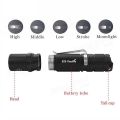 TG06S flashlight with battery and charging slot. 