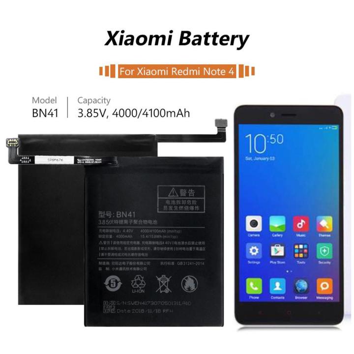 Xiaomi Redmi Note 4 with Helio X20 Processor Battery Replacement BN41 Battery with 4000mAh Capacity-Black