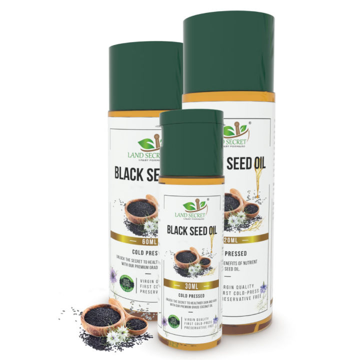 Land Secret Organic Black Seed Oil (Kalonji Oil) - 100% Pure Nigella Sativa Seed Oil, Cold Pressed for DIY Skin & Hair Care Recipes - Unrefined & Natural Carrier Oil