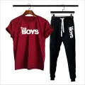 Track Suit For Men And Boys Black Round Neck Half Sleeve T Shirt And Trouser Micro Polyester Casual Set. 