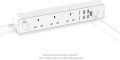 Extension Lead, HAVIT Universal Power Strip With 4 USB Ports (4.6A) + 3 Way Outlets (3250W/13A) Surge Protector Power Extension Plug,  Intelligent Charging with 5.9ft Power Cord (C763, White).. 