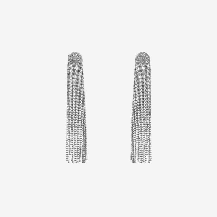 Long Full Rhinestone Tassel Earrings Alloy Shiny Women Dangle Earrings Jewelry Accessories