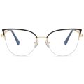 Kachawoo half rim optical glasses blue light female cat eye glasses frame metal European style women stylish decoration black. 