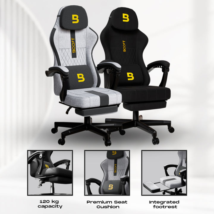 Boost Surge Pro Ergonomic Chair with Footrest - Premium Velvet, Adjustable Back, 1-Year Warranty