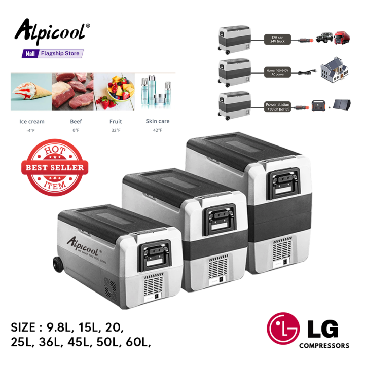 Alpicool Portable 9.8L, 15L, 20L, 25L, 30L, 36L, 45L, 50L, 60L, 12/24 ...