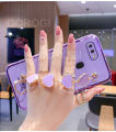 For OPPO A5s Cover + 3D Love Heart Wrist Strap Fashion Bracelet Ultra Thin Shiny Plating Bumper Phone Case Soft TPU Silicone Shockproof Protective Back Cover. 
