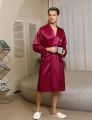 Korean Satin Silk Nighty for Couples – Bridal Honeymoon Robe with Bikini Set, Luxurious Soft Fabric, One Size. 