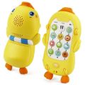 Crawling Duck Theme Baby Cell Phone Toy for Learning and Play Early Education Light Sound Battery Powered. 
