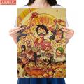 Aimeer Vintage Comic One Piece Anime Character Collection Vertical Version Nami Sanji Retro Kraft Paper Posters51.5x36cm. 