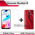 Xiaomi Redmi 8 Tempered Glass Polish Screen Protector + Back Jelly Protector Clear Soft Film Protection Hydrogel For Xiaomi Redmi 8. 