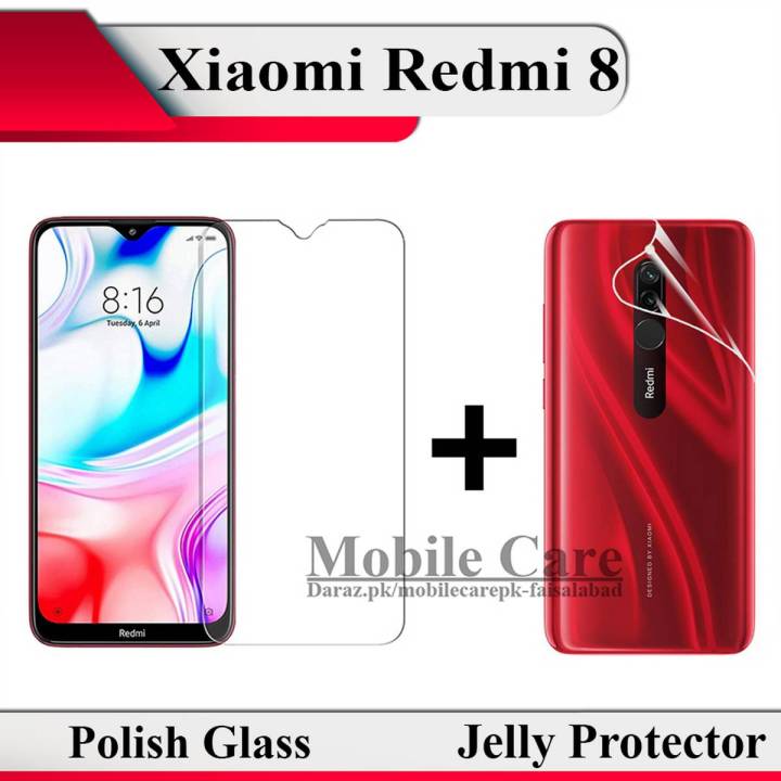 Xiaomi Redmi 8 Tempered Glass Polish Screen Protector + Back Jelly Protector Clear Soft Film Protection Hydrogel For Xiaomi Redmi 8