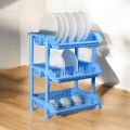 Plastic Three Teir Plate, Cup & Glass Rack For Kitchen. 