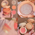 3 In 1 Highlighter Blush Palette Pearly Matte Blush Shiny Eye Shadow Multifunctional Face Makeup Palette. 