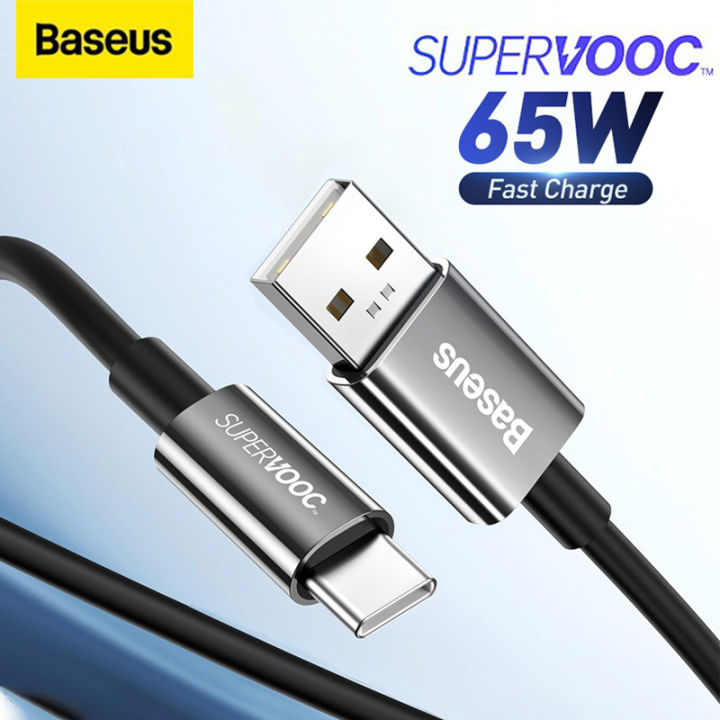 Baseus Supervooc PD65W USB To Type C Cable,  6.5A Fast Charging Smart Phone Data Cable