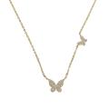 cute lovely aminimal design micro pave cz 2pc butterfly charm necklace trendy women jewelry. 