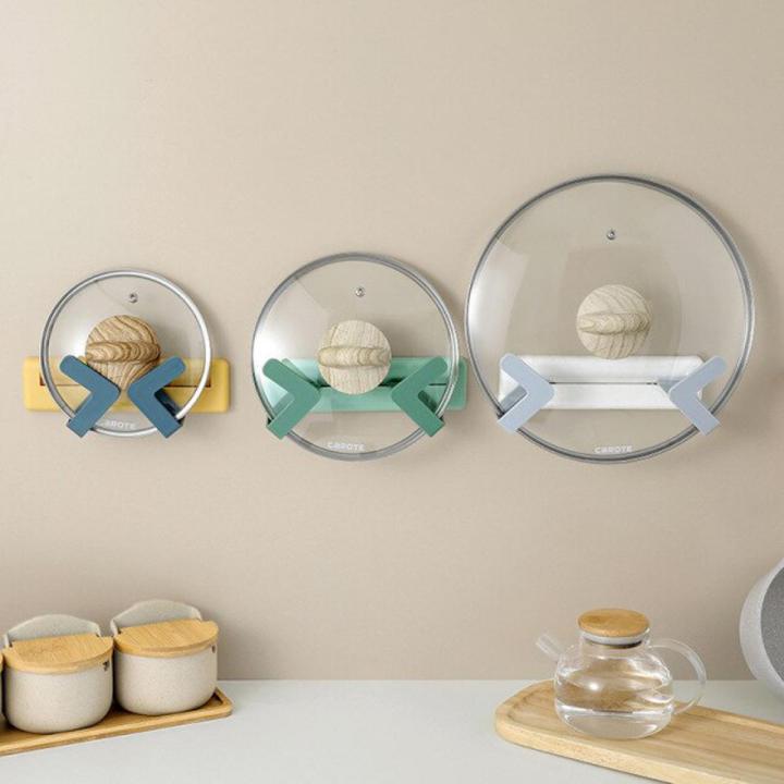 Adjustable Pot Lid Holder Wall-Mounted Hanging Holder For Pan Pot Cover Rack Kitchen Organizer Plastic Kitchen Rack