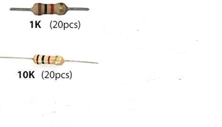 Pack of 60 Resistor - 1K,10k,100k Ohm 1/4W Carbon Film Resistor