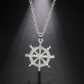 Fishhook Ship Boat Rudder Necklace Sail Pirate Explore Chain Steering Wheel Gift For Man Woman Kid Boy Crystal Zircon Jewelry. 
