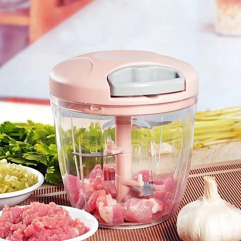 500/900ML Manual Meat Mincer Garlic Chopper Rotate Garlic Press Crusher  Vegetable Fruit Cutter Kitchen Cooking Accessories