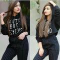 BLACK CUTE BUT PSYCHO CROPPED HOODIE FOR WOMEN. 