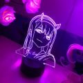 Anime Zero Two Figure  3d Lamp Nightlight Kids Child Girls Bedroom Decor Light Manga Gift Night Light Lamp Darling In The Franxx. 