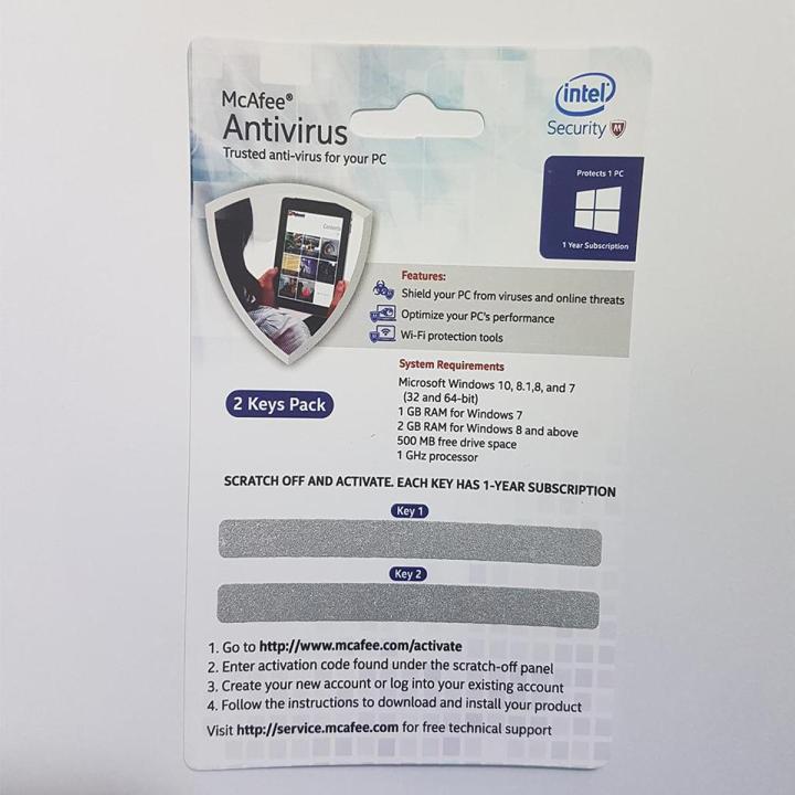 Mcafee Antivirus for 2 User Windows 10 or Earlier (32 Bit or 64 Bit)