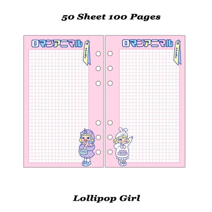 Kawaii Binder A6 Notebook and Journal Refill 6 Rings Notepad Accessories Note Book Agenda Planner Staionery Organizer Sketchbook