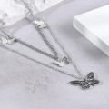 Vintage Style Butterfly Pendant Double Layer Necklace. 
