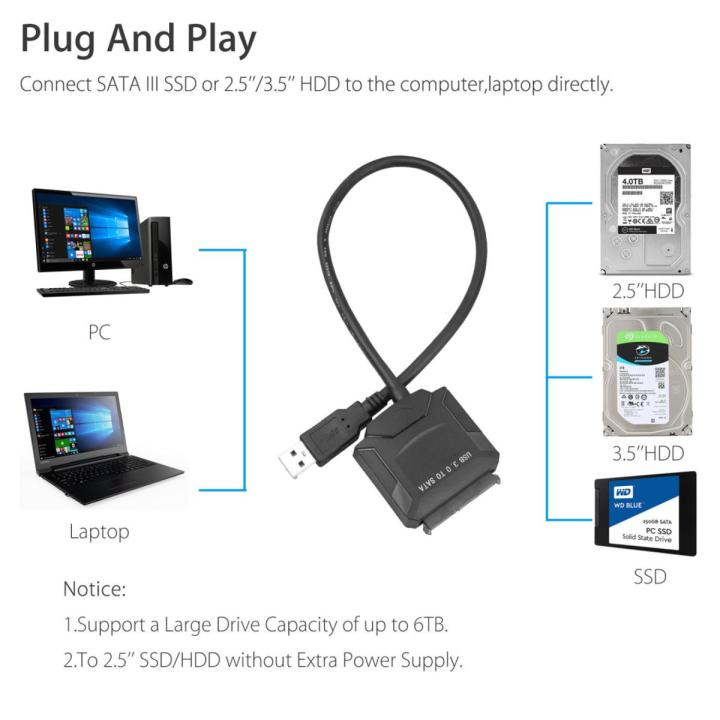 SATA to USB 3.0 2.5/3.5 HDD SSD Converter Cable Line Adapter easy to use