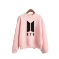 Pink Bts Fleece Full Sleeves Pull Over Sweatshirt For Women. 