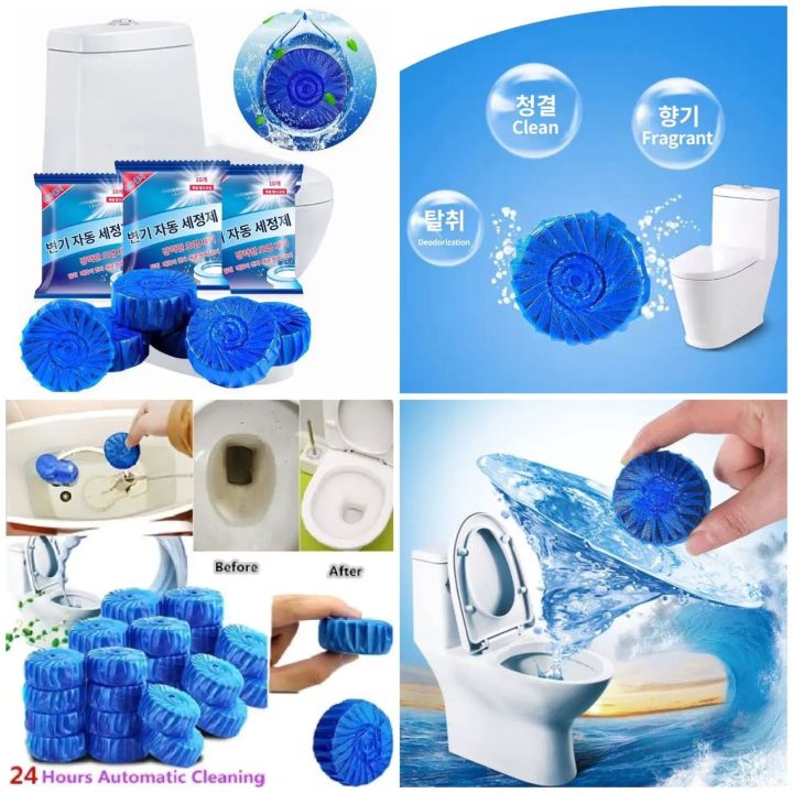 Toilet Cleaner Automatic Flush Toilet Bowl Cleaner Tablets, Bathroom Toilet Tank Cleaner, Powerful Cleaning Ball Toilet Blue Deep Clean Bubbles, Mild Lemon Scent, Long-Lasting Fresh Air No Pungent Odor - 10Pcs