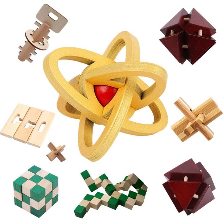 New Design IQ Brain Teaser Kong Ming Lock 3D Wooden Interlocking Burr ...