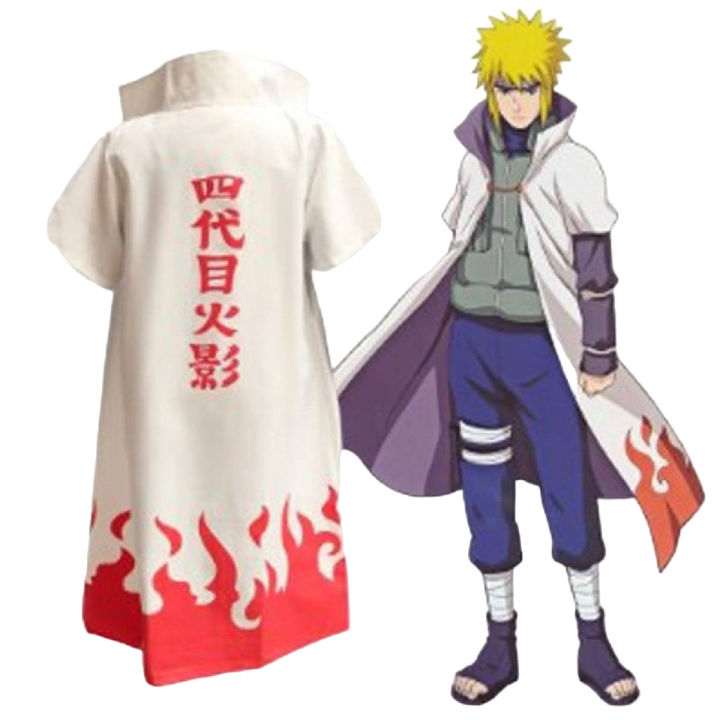 【ALLGOOD】YHYT Man Adult Naruto Shippuden Cosplay Cloak 4Th Hokage Cloak Robe White Cape Dust Coat Unisex Fourth Hokage Namikaze Minato Uniform