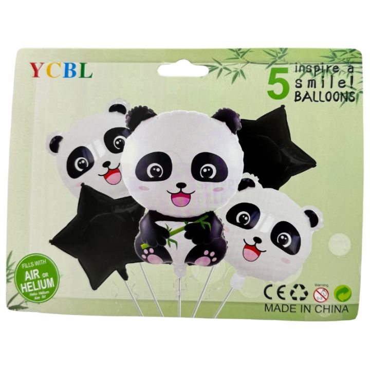 PANDA THEME 5 PCS FOIL BALLOON SET ( PACK OF 5 FOIL BALLOONS )