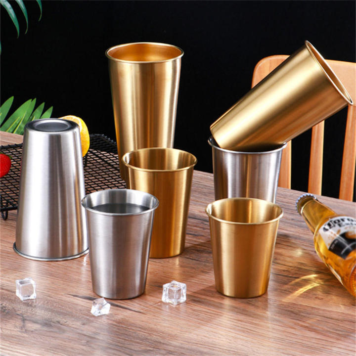 Stainless Steel Metal Cup Beer Cups White Glass Coffee Tumbler Travel Camping Mugs Drinking Coffee Tea Mug Set Outdoor