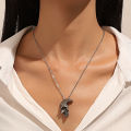 Vintage Fake Hip Hop Jewelry Broken Damaged Half Face Skull Pendant Necklace for Men. 
