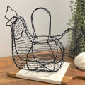 Metal Wire Chicken Shape Egg Basket, Farmhouse Style Black Metal Wire Decorative Basket, Kitchen Egg Collector Basket. 