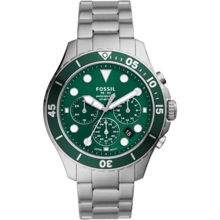 Fossil Green Dial Silver Stainless Steel Chronograph Watch For Men FS 5726 Daraz.pk