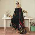 Black Schiffli Embroidered Shirt with Cambric Pant & Dupatta. 