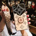 CasingLee For OPPO F15 case Navigation Magnetic Ring Holder Luxury Diamond clover Mirror Back Cover OPPO F15 Phone cases cover Luxury with Lanyard For girls and Boys. 